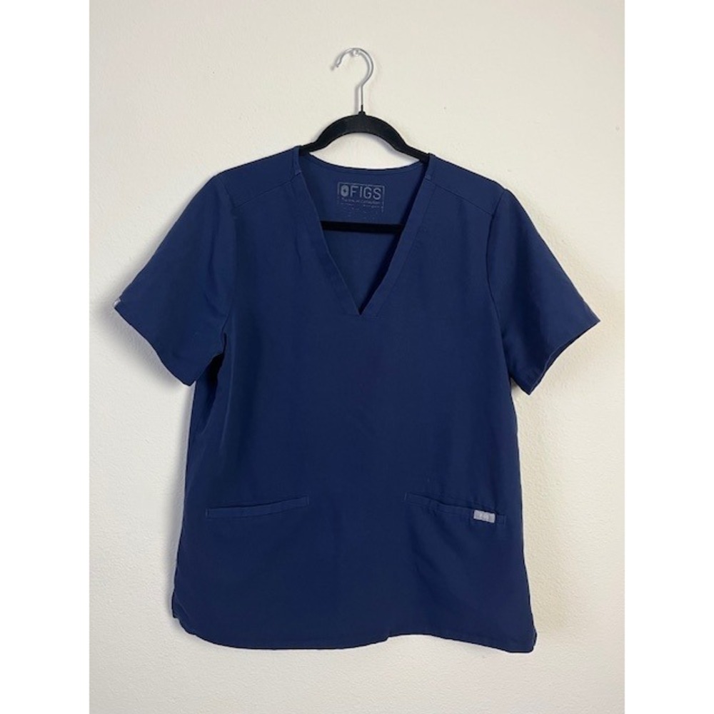 FIGS Large Technical Collection Navy Blue‎ Scrub Top Medical Uniform